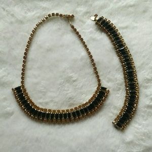Vintage | Black + Orange Necklace + Bracelet